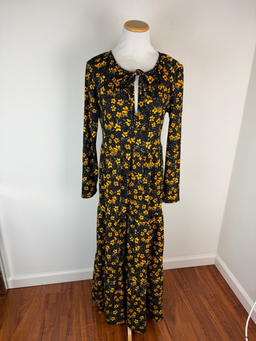 Free People Tiers Of Joy Midi Dress Floral Black Size M - Picture 4 of 7